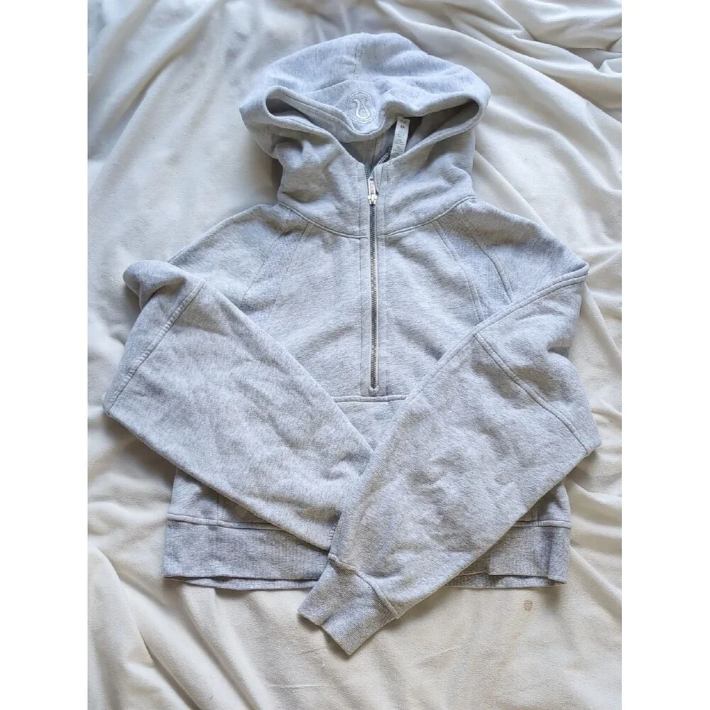 Lululemon Light Gray Scuba Half-Zip Hoodie XS/S Heathered Core Ultra Light Grey